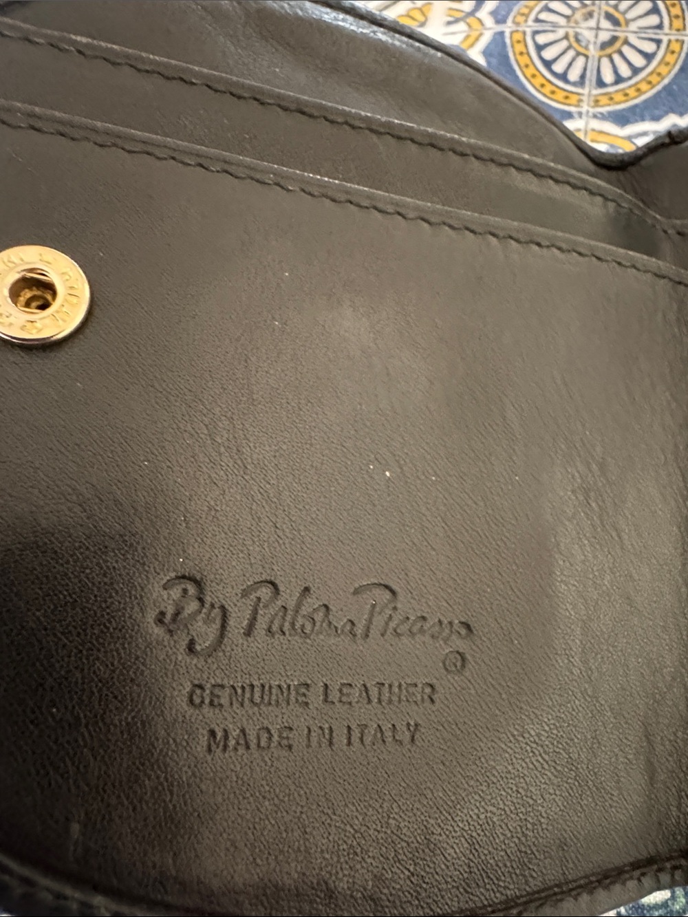 By Paloma Picasso Black Leather Coin Purse Card Holder Made in Italy - Picture 3 of 6
